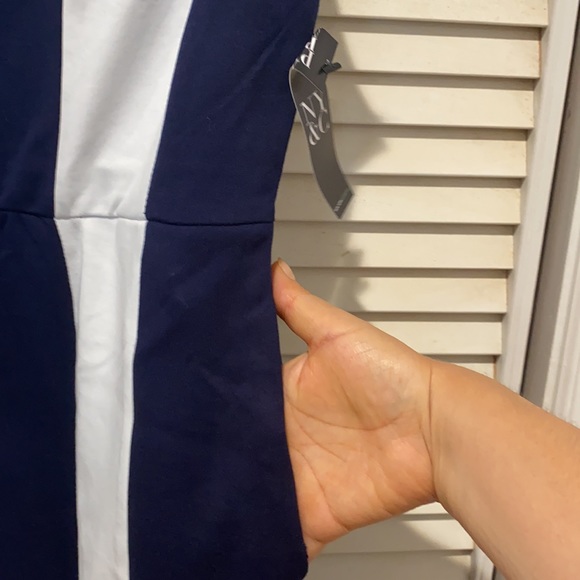 NY&Co front stripe dress white navy women M NWT - Picture 6 of 13